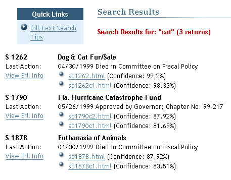 cat search result screen shot
